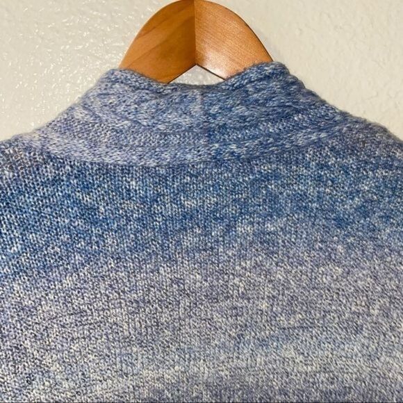 Chico’s cable knit trim multi blue color ombré open knit cardigan sweater - Picture 5 of 10